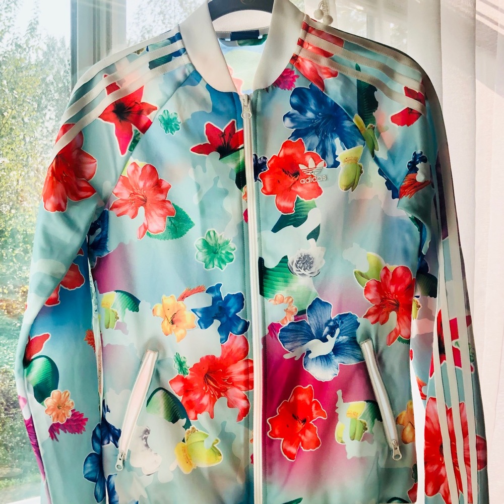 Girls FLORAL Adidas jacket